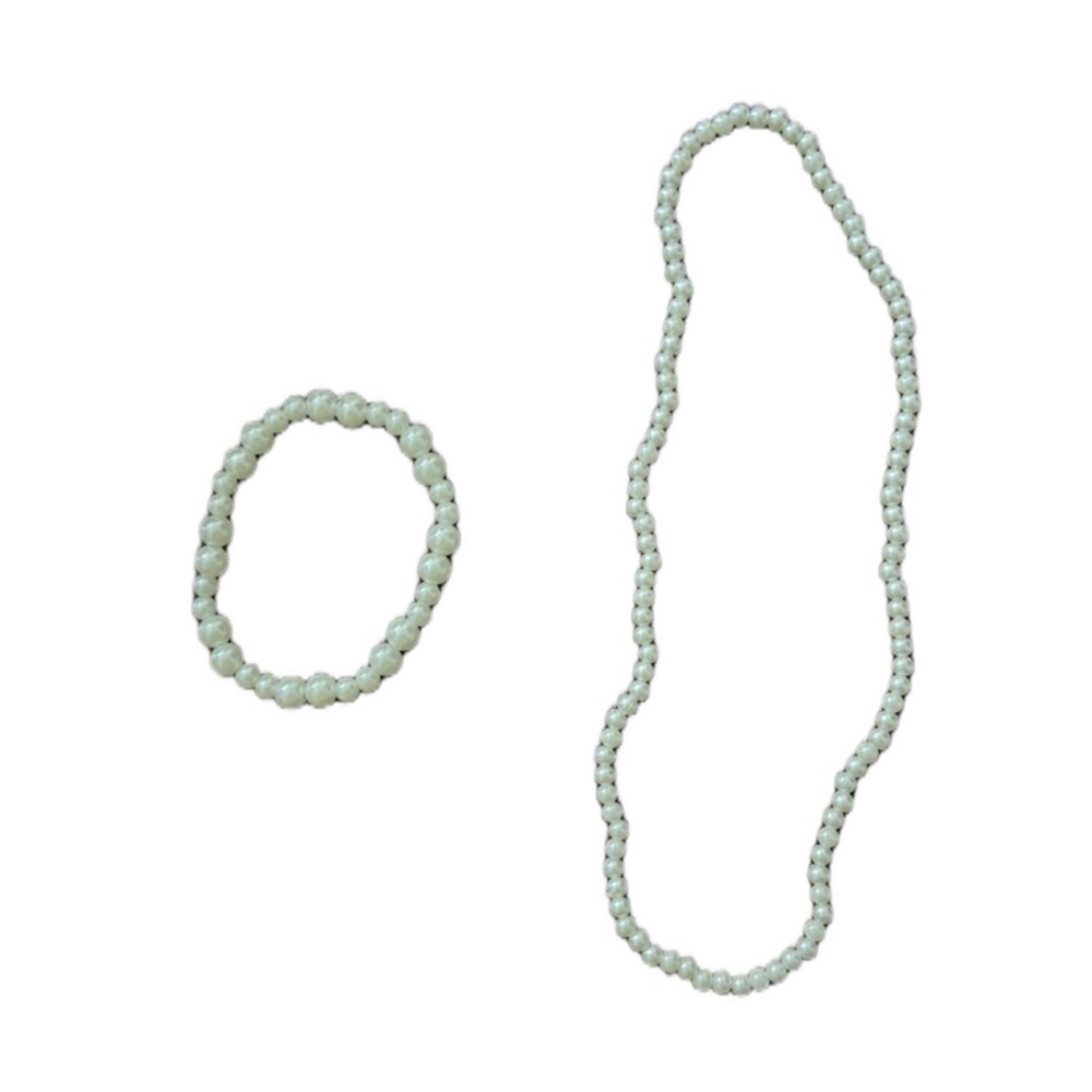 Pearl Bead Necklace and Bracelet Set